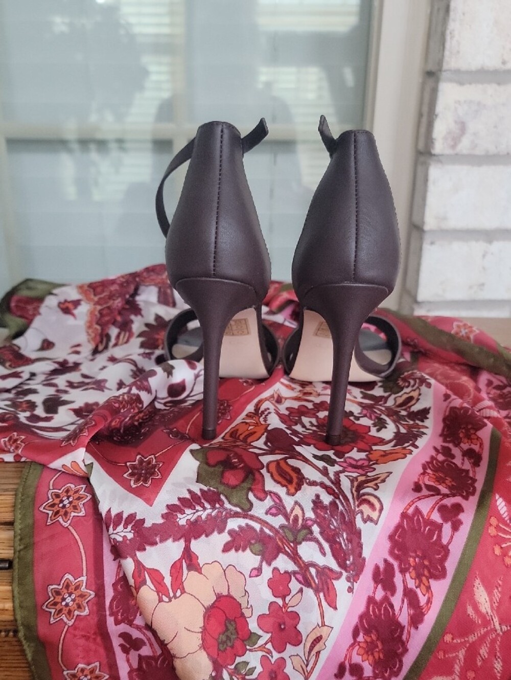 ALDO Dark Brown Open-Toe Ankle-Strap Heels - Picture 2 of 5